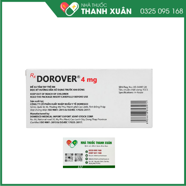Dorover 4mg điều trị tăng huyết áp, suy tim sung huyết